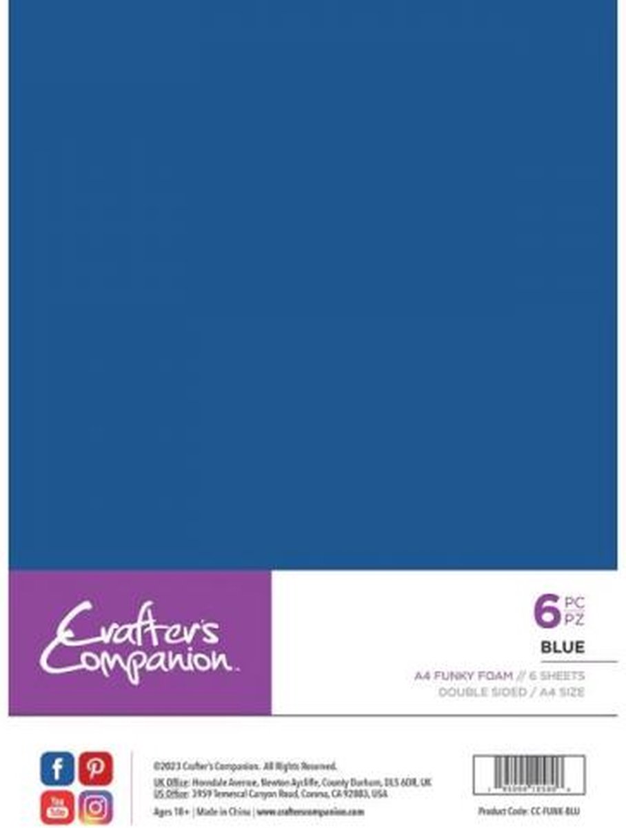 Crafters Companion - A4 Funky Foam - Blue - 6 st.